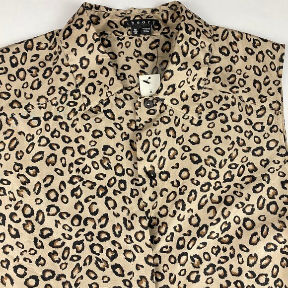 NWT Theory 100% Silk Tank Blouse Women's Size Medium - Cheetah Print - Picture 3 of 14